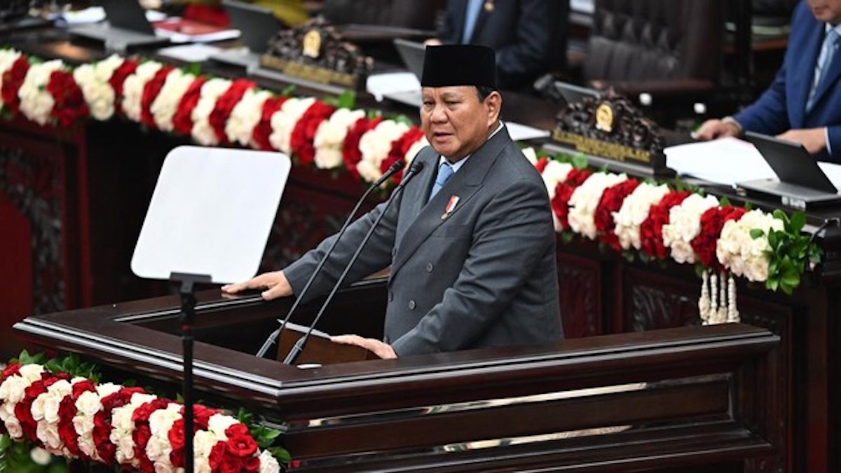 Presiden Prabowo beri sambutan usai publikasi UU APBN 2026. (dok. istimewa)