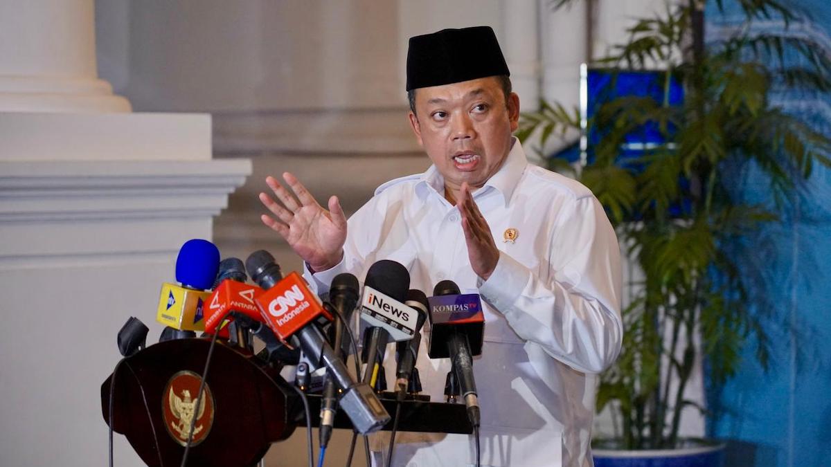 Menteri Nusron Wahid saat diwawancarai wartawan. (dok. istimewa)