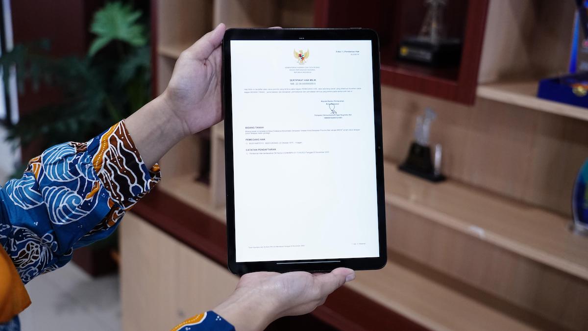 Sertifikat elektronik dari Kementerian ATR/BPN. (dok. istimewa)